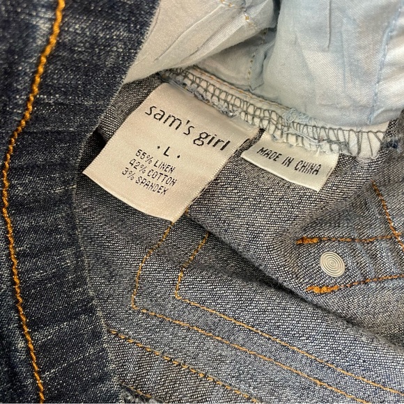 Vintage Apple Bottoms Sam’s Girl Large Denim Logo Womens Mini Dress - Picture 9 of 10